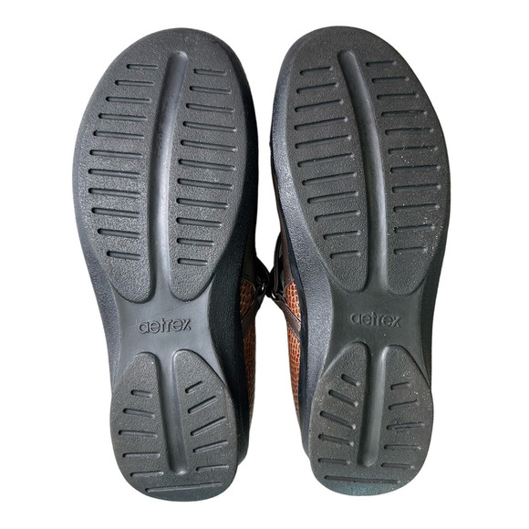 Aetrex Mary Jane Flat Loafer Two-Tone Brown Pebble Leather Women's Size 9 X-Wide - Picture 13 of 14